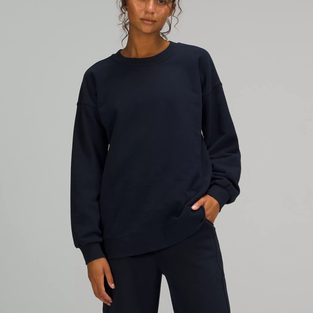 Lululemon Women’s Perfectly Oversized Black Classic Crew Sweatshirt Sz 8